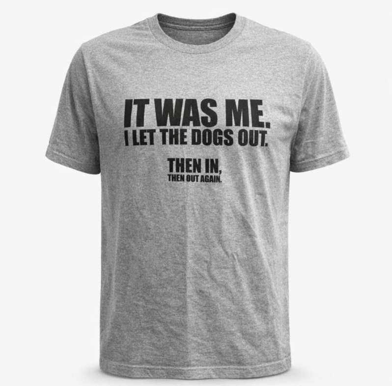 Product Description: ๐พ Who Let the Dogs Out? Tee</br>Rock this playful grey short-sleeve shirt featuring bold vibes! Made from a comfy blend of 90% cotton and 10% polyester, it’s perfect for everyday wear while showing your love for FCRSPCA.</br></br>Original Price: $18. Sale Price: $8 (55% off)</br> Who Let the Dogs Out? Short Sleeve