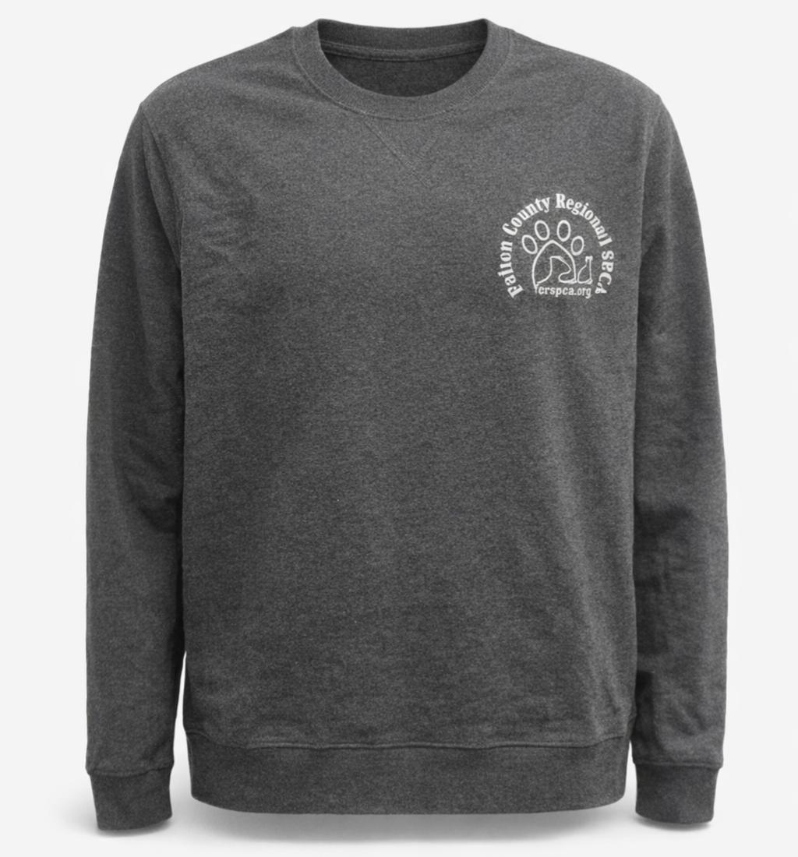 Product Description: 🩶 Dark Grey Crew Neck Pullover</br>Stay warm and stylish with this ultra-soft fleece pullover featuring the Regional logo on the left chest. Made from a cozy blend of 55% cotton and 45% polyester, it’s perfect for layering and everyday comfort. Available in multiple sizes.</br></br>Original Price: $25. Sale Price: $13 (48% off)</br></br>Classic comfort with a cause! 🐾</br> Crew Neck Pullover - Dark Grey